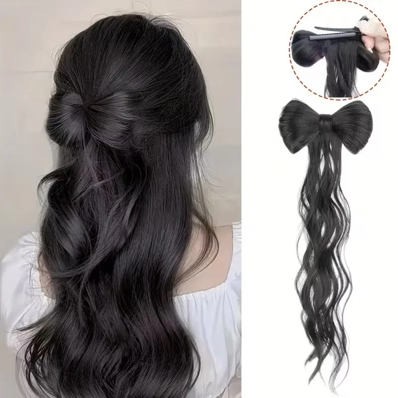 Elegant Wavy Bow Hair Clip Extension