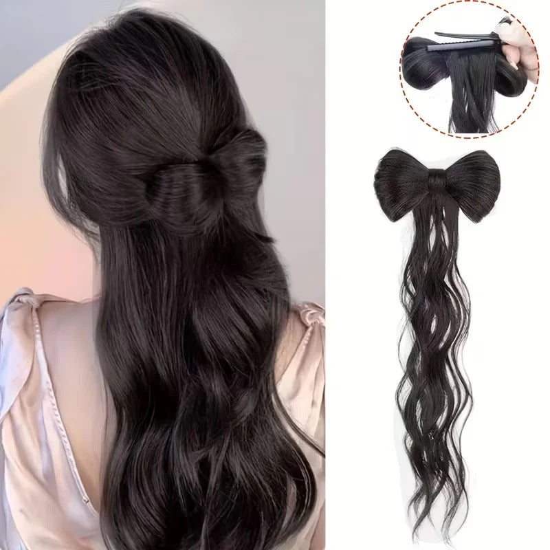 Elegant Wavy Bow Hair Clip Extension