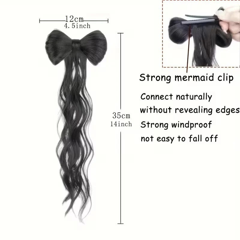 Elegant Wavy Bow Hair Clip Extension