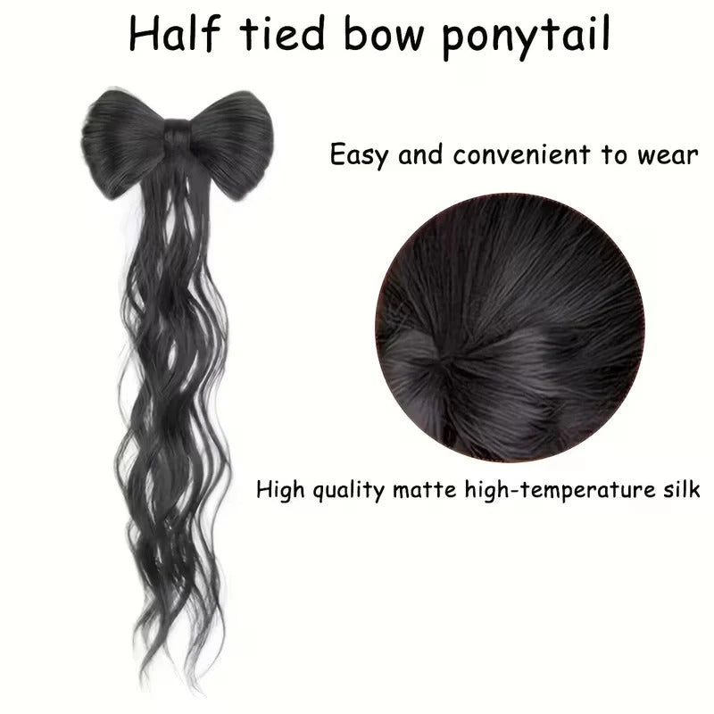 Elegant Wavy Bow Hair Clip Extension