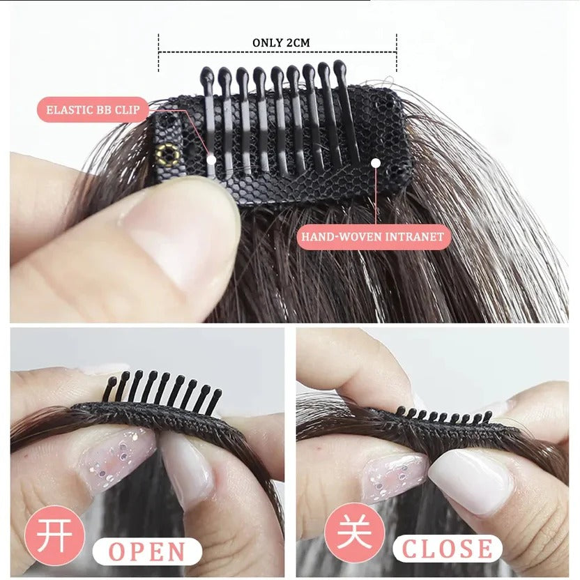 2-Clip-In Front Side Hair Bangs Extension