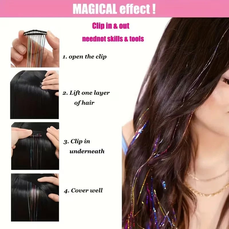 Glitter Hair Tinsel Extensions for Women